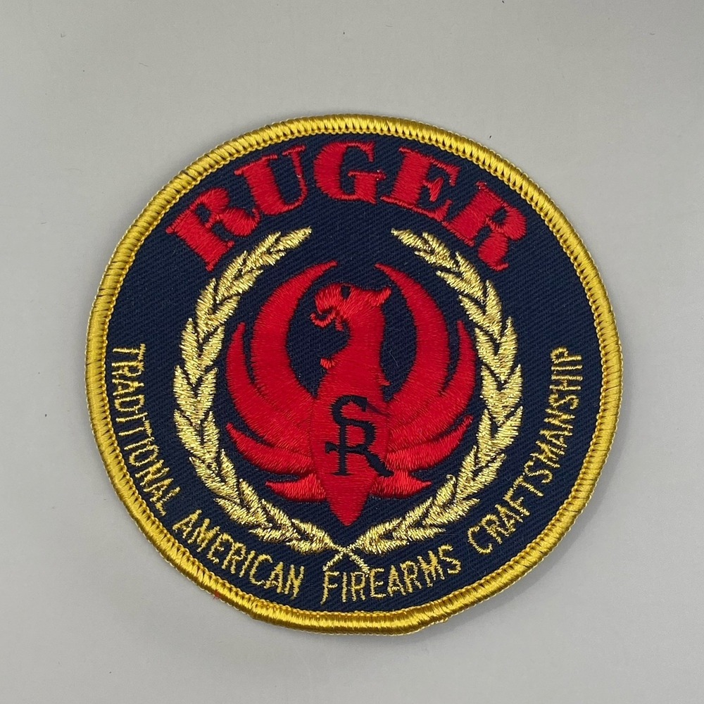 Vintage Round Ruger Traditional American Firearms Craftsmanship Patch Red Gold